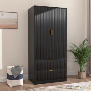 Modern 70" Wooden Wardrobe Closet with Drawers