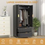 Modern 70" Wooden Wardrobe Closet with Drawers
