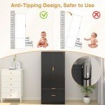 Modern 70" Wooden Wardrobe Closet with Drawers