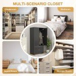 Modern 70" Wooden Wardrobe Closet with Drawers