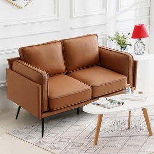 Mocha Faux Leather 60" Loveseat Sofa