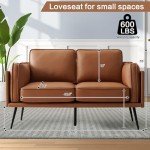 Mocha Faux Leather 60" Loveseat Sofa