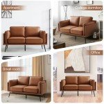 Mocha Faux Leather 60" Loveseat Sofa