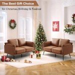 Mocha Faux Leather 60" Loveseat Sofa