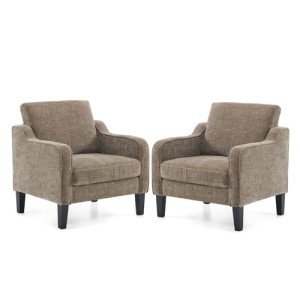Set of 2 Light Brown Accent Chairs