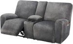 Dark Grey Velvet Reclining Loveseat Cover Set