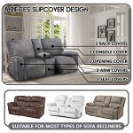 Dark Grey Velvet Reclining Loveseat Cover Set
