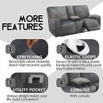 Dark Grey Velvet Reclining Loveseat Cover Set