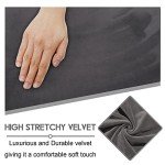 Dark Grey Velvet Reclining Loveseat Cover Set