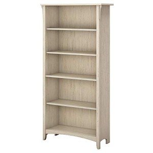 Tall Antique White 5-Shelf Bookcase for Any Room