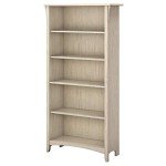 Tall Antique White 5-Shelf Bookcase for Any Room