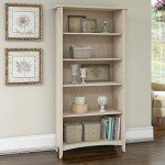 Tall Antique White 5-Shelf Bookcase for Any Room