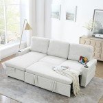 Linen Upholstered L-Shaped Sleeper Sectional Sofa