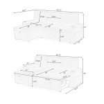 Linen Upholstered L-Shaped Sleeper Sectional Sofa