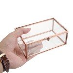 Vintage Rose Gold Glass Jewelry Organizer Box