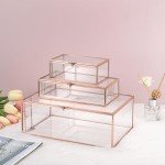 Vintage Rose Gold Glass Jewelry Organizer Box