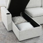 Linen Upholstered L-Shaped Sleeper Sectional Sofa