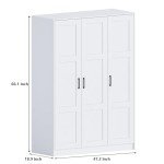 White 3-Door Wooden Wardrobe with Shelves