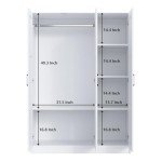 White 3-Door Wooden Wardrobe with Shelves