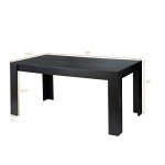 Spacious Black Wood Dining Table for 6