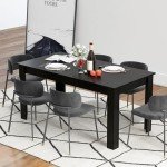 Spacious Black Wood Dining Table for 6