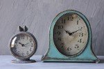 Grey Pewter Mantel Clock with Bird Design