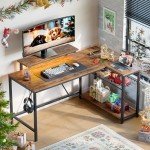 Corner L-Shaped Desk with Power Outlets & LED Lights