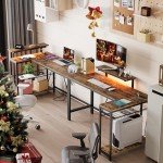 Corner L-Shaped Desk with Power Outlets & LED Lights