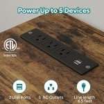 Corner L-Shaped Desk with Power Outlets & LED Lights