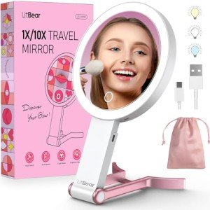 LitBear Portable Rechargeable Makeup Mirror with Lights