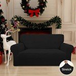 Stretch Loveseat Slipcover in Black for Protection