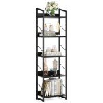 Tall 5-Tier Narrow Black Bookshelf for Any Room