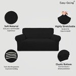 Stretch Loveseat Slipcover in Black for Protection