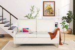 Modern Loveseat Sofa with USB Ports – Cream White