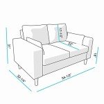 Brown Linen Fabric 2-Seater Loveseat Sofa