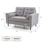 Lynnwood Mid-Century Modern Upholstered Loveseat - Gray