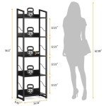 Tall 5-Tier Narrow Black Bookshelf for Any Room