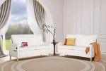 Modern Loveseat Sofa with USB Ports – Cream White