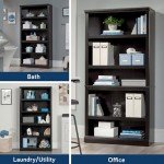 Sauder Estate Black 5-Shelf Bookcase Storage Unit