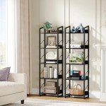 Tall 5-Tier Narrow Black Bookshelf for Any Room