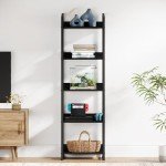 Tall 5-Tier Narrow Black Bookshelf for Any Room