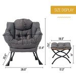 Welnow Modern Lazy Chair & Ottoman Set in Dark Grey