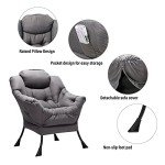 Welnow Modern Lazy Chair & Ottoman Set in Dark Grey