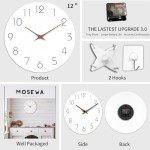 Wooden 12-Inch Silent Battery-Operated Wall Clock