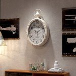 Vintage Oval Wall Clock - Silent Battery Operated