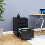 YITAHOME Black 3-Drawer Mobile File Cabinet