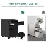YITAHOME Black 3-Drawer Mobile File Cabinet