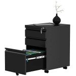 YITAHOME Black 3-Drawer Mobile File Cabinet