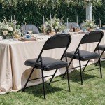 Folding Chairs with Leather Cushions - 2 Pack