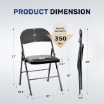 Folding Chairs with Leather Cushions - 2 Pack